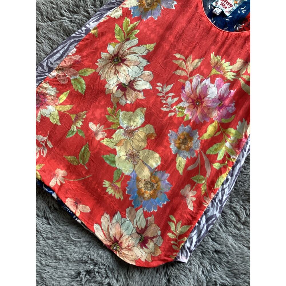 Johnny Was Floral Martha Reversible Swing Tank Top Bohemian Orange Blue Size XS - Picture 4 of 8